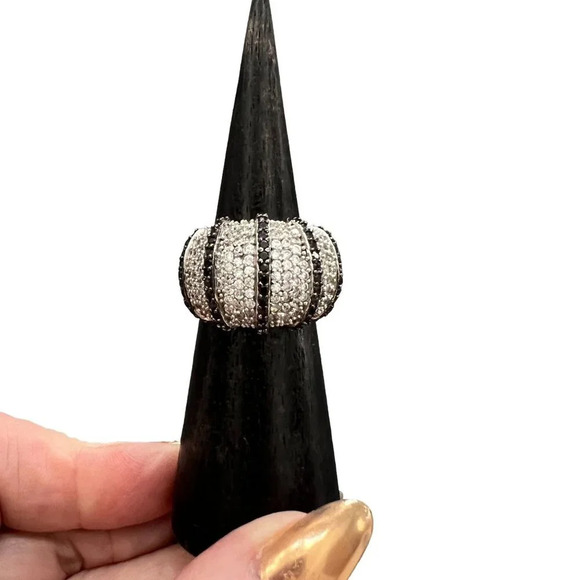 CZ Sterling Silver Dome Cocktail Ring - Picture 6 of 7